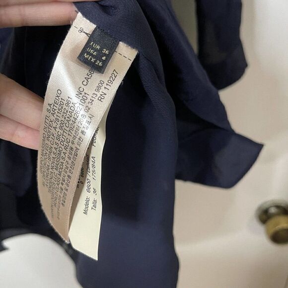 Massimo Dutti Navy Blue Button front Mulberry silk tunic blouse shirt size US 4 - Picture 5 of 5